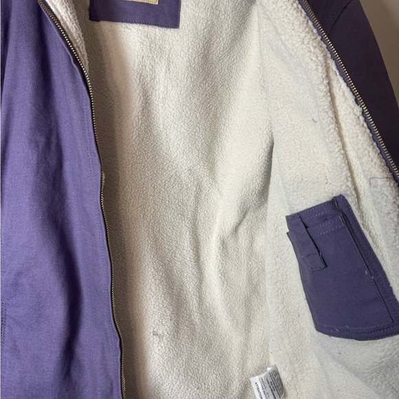 Sherpa Purple Lined Hooded Jacket Kids L Zip Up Barn Winter Coat Blue Mountain - Picture 7 of 16